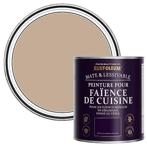 Rust-Oleum Peinture Brune Résistante à l'eau pour Faïence de Cuisine, Finition Mate - Caramel Salé 750ml