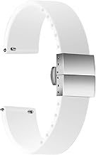 ULLCHRO Watch Strap High Quality Replacement Strap Watches Rubber – 14 mm, 16 mm, 18 mm, 20 mm, 22 mm, 24 mm Silicone Watch Strap with Stainless Steel Folding Buckle