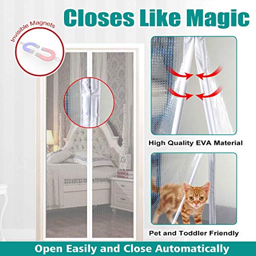 Magnetic Insulated Door Fit Doors Up to 36"x82", IKSTAR EVA Thermal Door Cover for Kitchen, Bedroom, Exterior/Interior/Doors with Draft Stopper, Kids/Pets Walk Through Free and Hands Free Closure - Thumbnail 3