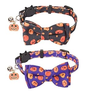 ADOGGYGO Halloween Katzenhalsband mit Fliege, 2 Stück