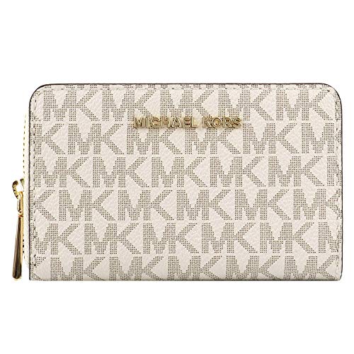 Michael Kors Estojo pequeno com zíper em volta da bolsa de cartão de baunilha/bolota tamanho único