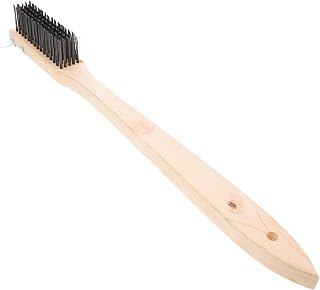 Pizza Stone Brush Wood Detachable with Scraper, Long Handle