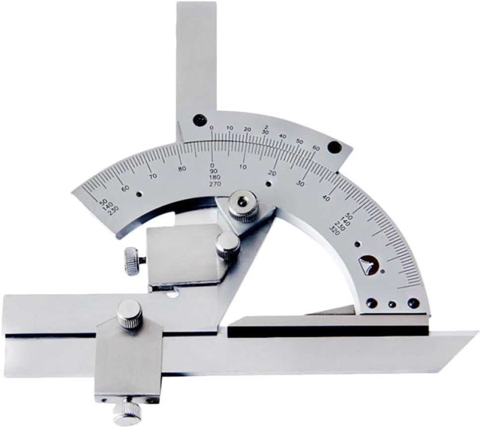 Protractor with Bevel Edged Extension and Fine Adjustment Roller Knob Precision Angle Measuring Ruler for Woodworking Portable Rust-resistant Measuring Tool in Carrying Box