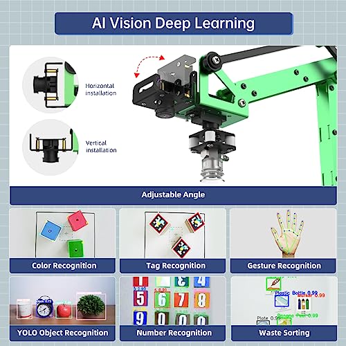 Image of LewanSoul JetMax Robotic Arm for Jetson Nano AI Vision ROS Open Source Programmable Robot Arm Kit with 4 Kinds Gripper Big Chassis Sensor Modules Wireless Control App /PC Coding Study DIY Robot