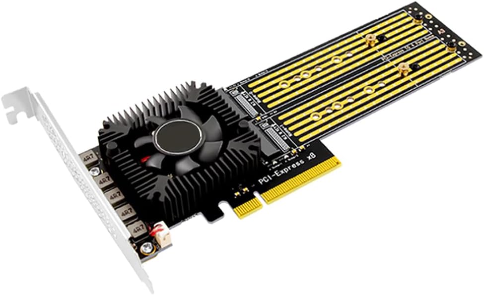 JMT 4-Port Array NVMe Expansion Card M.2 Solid State Drive to PCI-E 3.0 X4/X8 Adapter 4Bay Split Free Support for NVMe?Hard Disk?2230/2242 / 2260/2280 / 22110 (32GT)