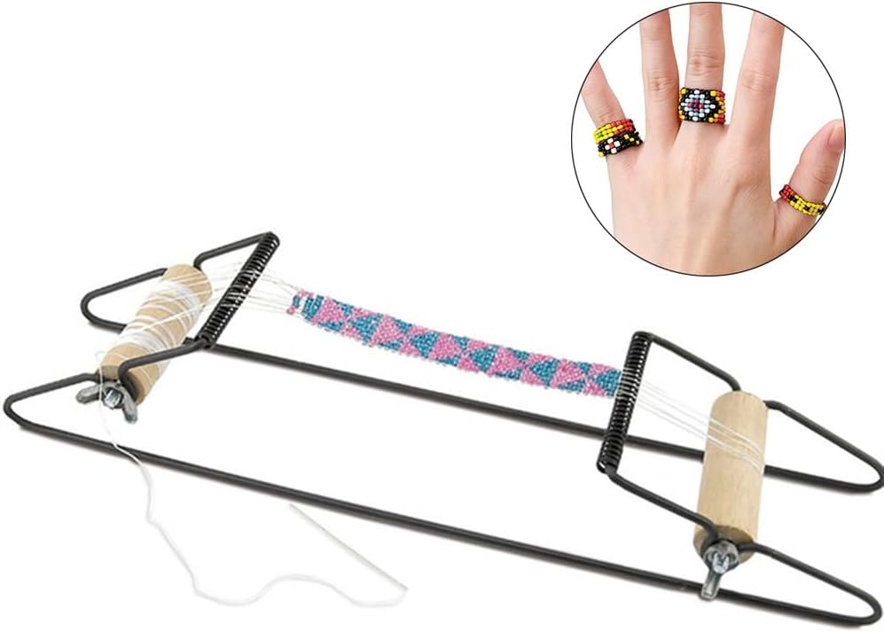 Bead Loom Kit,Loom Beading Supplies Includes Thread Chain Hooks Scissors Jewelry Making Accessories for Bracelets Necklace Earrings Belts Jewelry Making DIY Crafts, Silver White