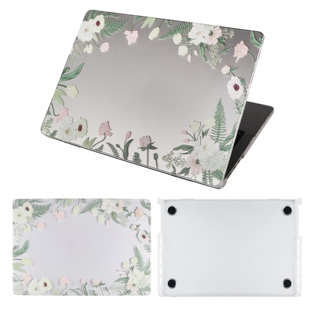 IMMOENUC Transparent Flower case for 2024-2021 MacBook Pro 16 M4 M3 M2 M1 Pro/Max Chip (A3403 A3186 A2991 A2780 A2485) 16 inch Case Matte Hard Shell