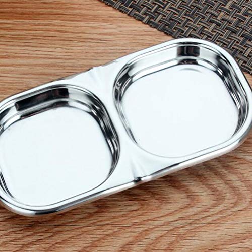 Prático Hot Pot Prato de Molho de Aço Inoxidável Prato de Tempero Pires Pratos de Aperitivo (Quadrad