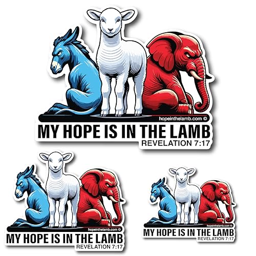 (Bundle - 3 pcs) My Hope Is In The Lamb Sticker - Jesus 2024, Christian Gift, Faith, God, Election, Car Decal, Bumper, Water Bottle, Laptop