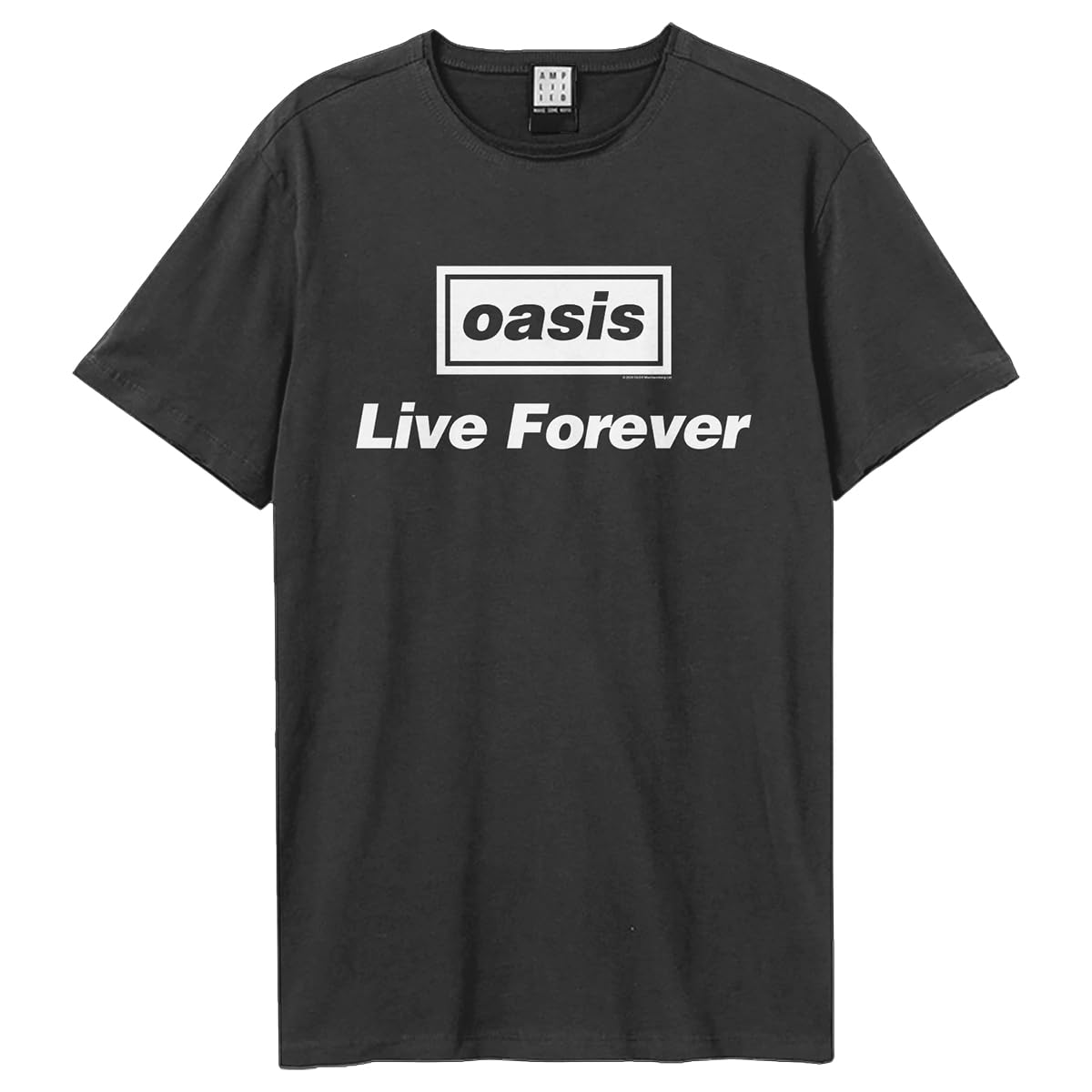 Amplified Men's Charcoal Live Forever Oasis T-Shirt Crew Neck L