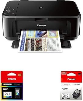 Canon Pixma MG3620 Wireless All-in-One Color Inkjet Printer with Mobile & Tablet Printing, Black - Canon CL-241 Color Ink & PG-240 Black