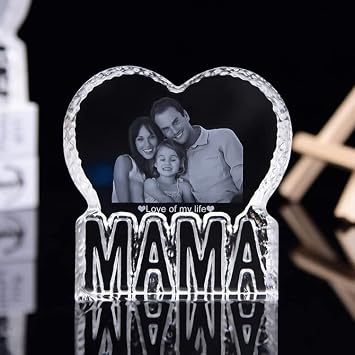 3D Crystal Photo - 3D Crystal Picture Engraved Heart, Personalized & Custom Heart Crystal, Gift for Mather's day, Anniversary, Memorable Gift, and Keepsake