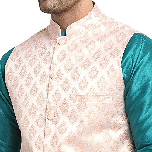 Image of SAIFOO Men's Kurta Pyjama & Printed Nehru Jacket Set.