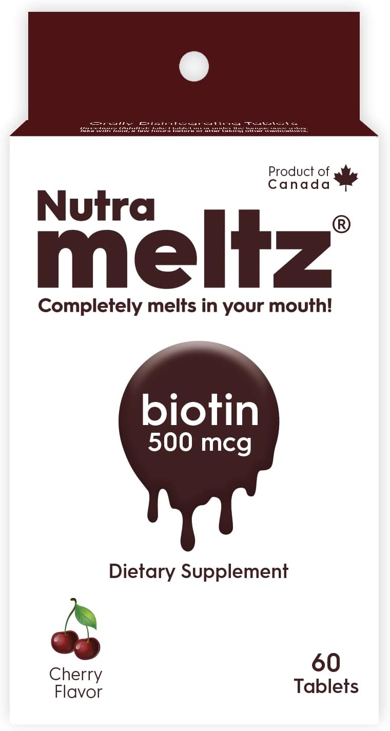Nutrameltz Biotin for Healthy Hair, Nail & Skin-Fast Dissolving Tablet 500 mcg - 60 Tabs : Health & Household