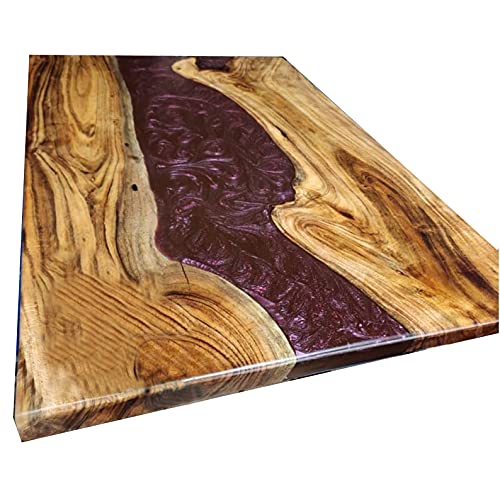 Red Resin Top Customize Dining Table Top Wooden Handmade Furniture Live Edge Design Decor