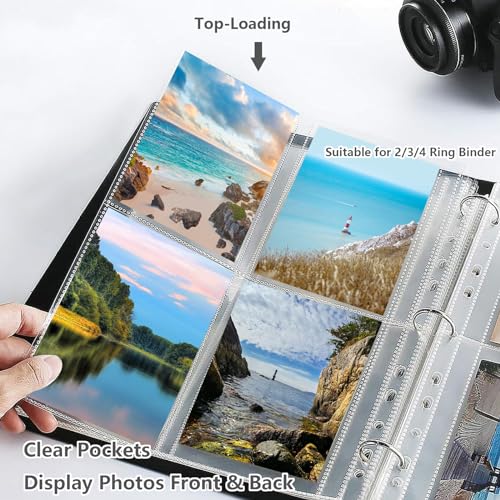 FWEEK 120 Stück Fotohüllen A4, Transparent Postkartenhüllen Fotohüllen DIN A4, Postkartenhüllen Transparent 4 Fach für Familien, Hochzeits, 10,5 x 15,2cm