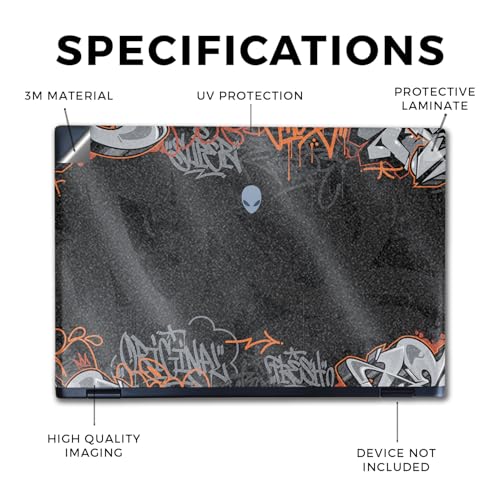 Image of Glossy Glitter Laptop Skin Compatible with Alienware M16 R2 (2024) - Orange Tag - Premium 3M Vinyl Protective Wrap Decal Cover - Easy to Apply | Crafted in The USA by MightySkins