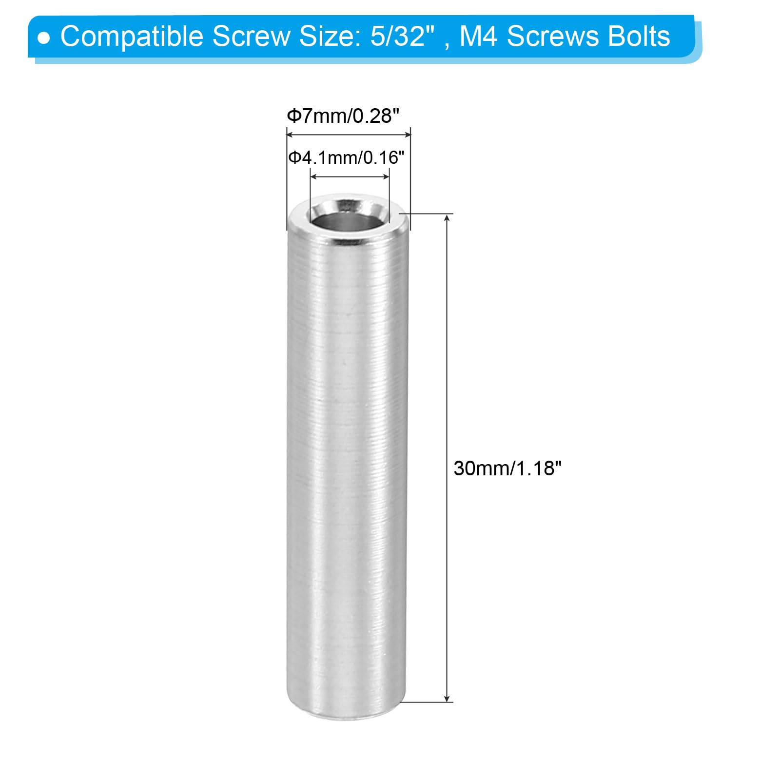 PATIKIL Entretoises Aluminium M4 - 5 Pièces - 4.2x8x5 Mm - Pour Vis 5/32" Ou M4