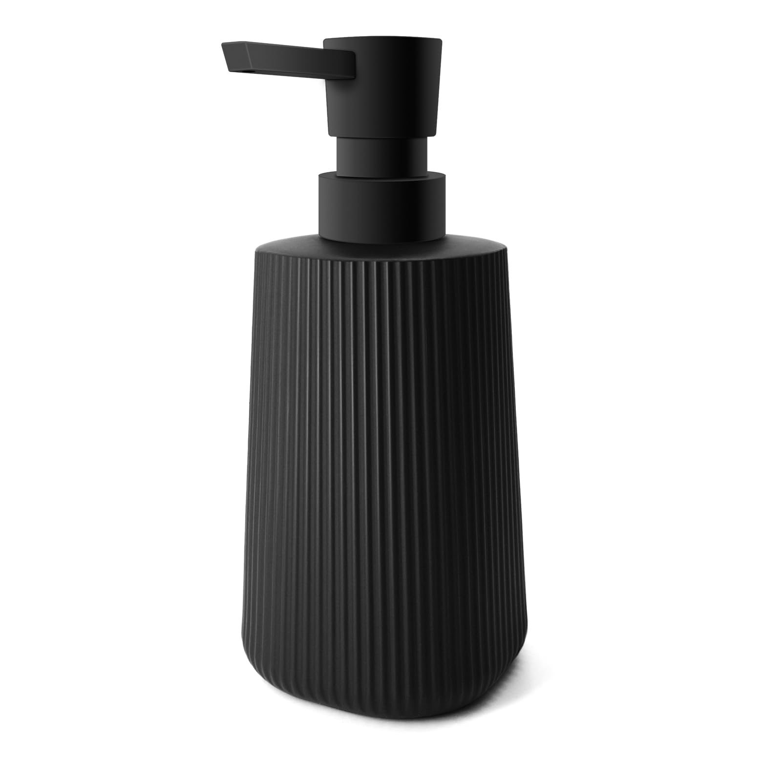 Dispensador de Jabón Moderno Dispensador jabon baño para Baño y Cocina de Vidrio Dispensador jabon Cocina para Baño de 250ml para Cuarto de Baño Encimera Cocina (Negro - 1 Pieza)
