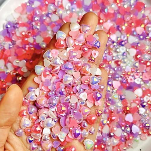 200Pcs Colorful Heart Nail Charms 3D Mixed Size Hearts Nail Rhinestones Peach Hearts Flatback Nail Art Charms Nail Jewelry Multi-Color Heart Gems Nail Diamond for Acrylic Nails for Women Nail Supplies