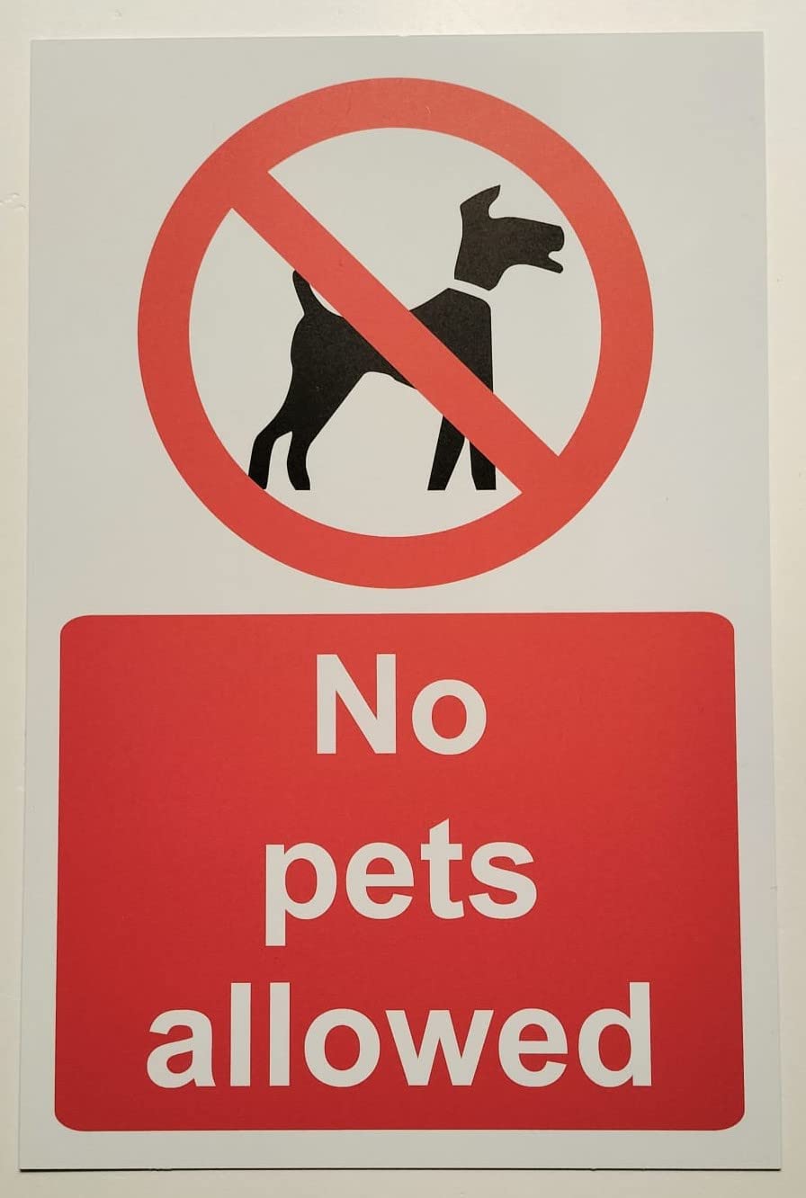 No Pets Allowed Safety Sign - Self Adhesive Sticker (300mm x 200mm)