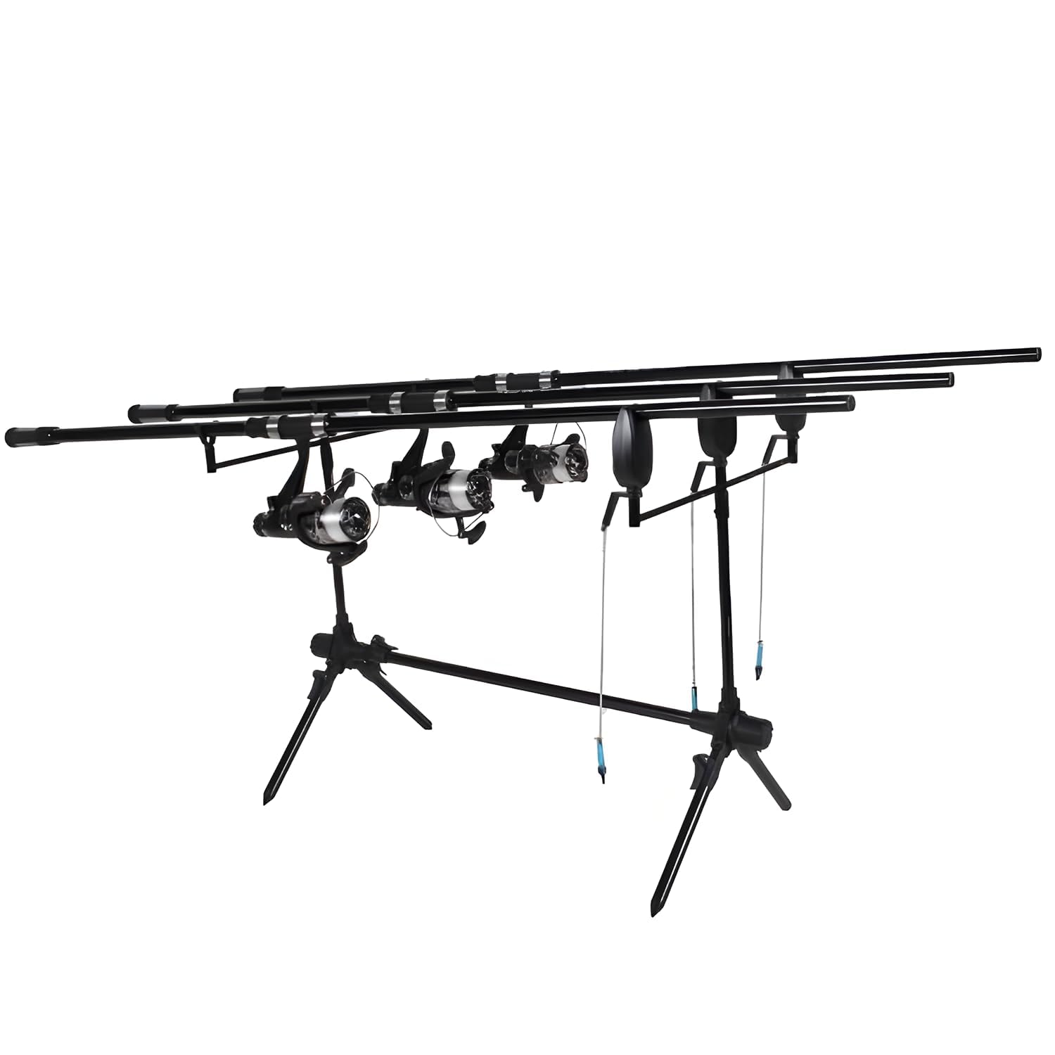 Carp Improve Set - Carp Rod Set Black - Ensemble Complet pour la pêche à la Carpe - Matériaux de Haute qualité - Détecteurs de morsures, émerillons, Rodpod, dosserets et étuis Inclus.