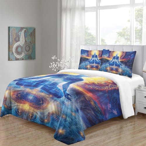 Housse de couette Bouddha parure de lit 3 pièces microfibre fermeture éclair 260x220 - 5