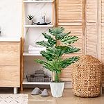 Der Rose 28" Fake Plants Large Artificial Monstera Faux Plants Indoor with White Pot for Home Office Living Room Decor - Image 5