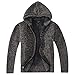 Gioberti Boy's Full Zip Knitted Cardigan Sweater with Hoody and Sherpa Lining, Melange Charcoal, Size 12