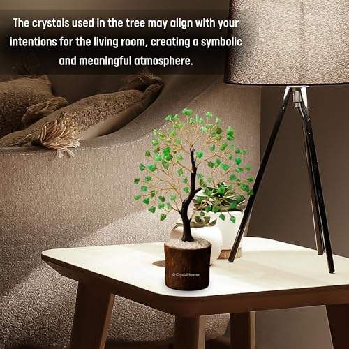 Image of Certified Chrysoprase Crystal Tree for Good Luck Items for Home Decor - Authentic Seven Chakra Crystal Tree for Positive Energy and Harmony - Elegant Feng Shui Ornament for Living Room