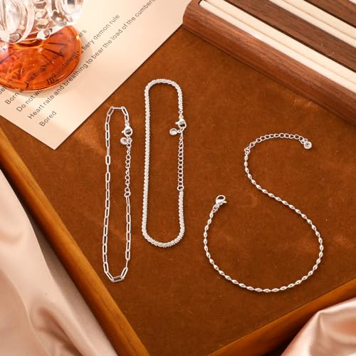 image for MIDEEO Gold/Silver Ankle Bracelets for Women,14K Gold Anklets for Wome