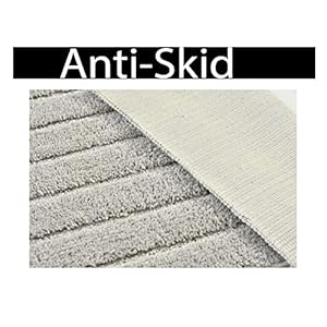 HAMMER PRO Microfiber Size 40 x 60 cm Striped Soft Anti Slip Bath Mat Door mat, Floor mat, Bathroom mat - Suitable for Kitchen, Bedroom and Bathroom, Washable - Set of 2 (Bathmat 1)