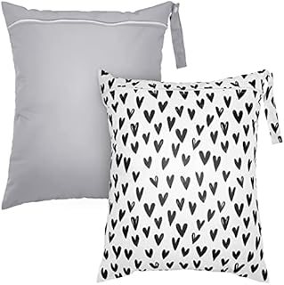 2 Pcs Large Travel Laundry Bag Washable Waterproof Wet Dry Bag Large Dirty Clothes Bag Bathing Suit Workout Bag for Gym Clothes Laundry Wet Clothes Swimming Yoga (Solid Gray, Heart)