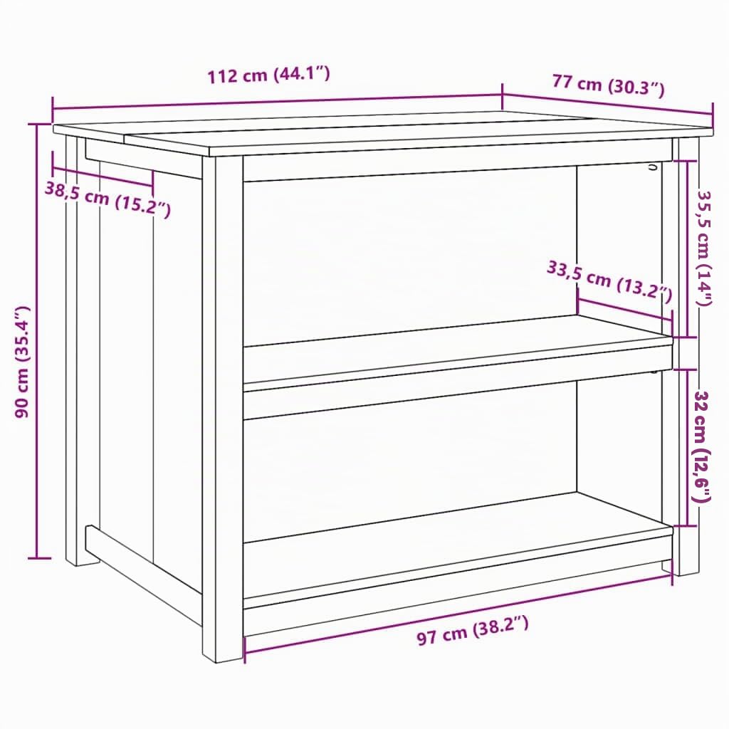 vidaXL Isola da Cucina PANAMA 112x77x90 cm in Legno Massello di Pino