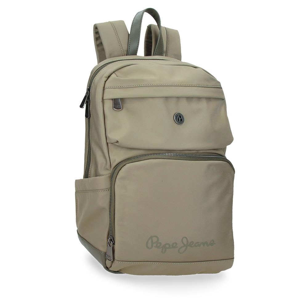 Pepe Jeans Corin Laptop Backpack 13.3" Green 25x37x10cm Polyester and PU 9.25L by Joumma Bags, green, One Size, Laptop Backpack
