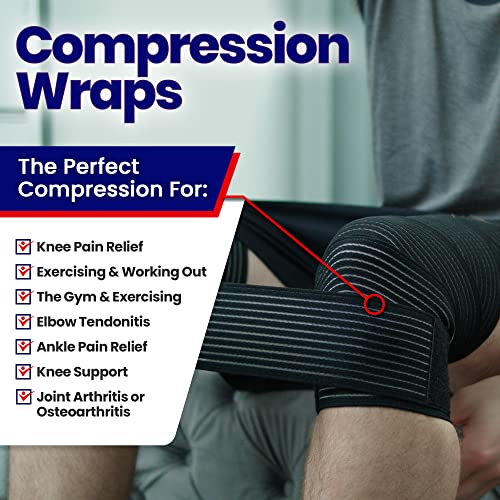 Elastic Knee Compression Bandage Wraps – Support For Legs, Thighs, Hamstrings Ankle & Elbow Joints Reduce Swelling, Lymphatic Relief Help Recover From Knee Replacement Surgery (Large) #TOP2