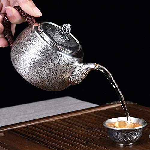 No-Branded Teiera d'Argento hkrstssxj Collezioni di teiera d'Argento Handmade Water Hot Pot Bollitore Bollitore Pure… - immagine 5