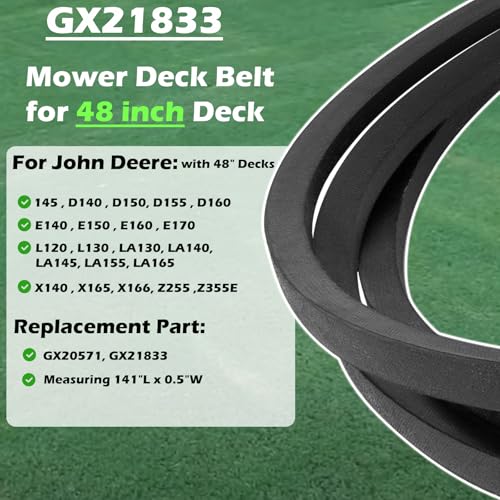 Sunluway Lawn Mower 48" Deck Belt for John Deere GX21833 GX20571 48 Inch Deck D140 D150 D160 L120 L130 LA130 LA140 LA145 LA155 LA165 X140, Replacement for John Deere 48 inch Deck V-Belt