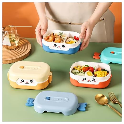 Marmita Pote Lancheira 700ML com Divisorias e Colher Modelo Infantil,crianças e bebê pode ir no Microondas (Laranja)