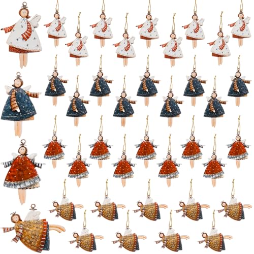 Yaunming 40 Stück Weihnachtsengel Anhänger Holz Schutzengel Geschenk...