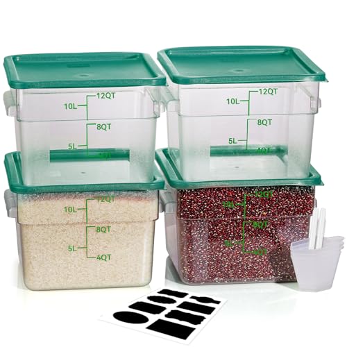 Image of 12QT 4PCS NSF Commercial Clear Food Storage Containers with Lids(GREEN)