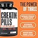 Crazy Muscle, Creatine Pills, 5g 3X Pure Creatine Monohydrate, Pre Workout Bulk Muscle Mass Gainer, High Absorption Easy to Take ThreeAtine 3 Type Optimum Performance for Lean Growth Men Women