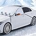 All-Weather Windshield Cover for Winter Ice & Snow and Summer Sun, 4-Layer Windproof Windshield Protector with Mirror Covers & Door Flaps, Universal Fit for Cars SUVs Trucks Vans (91” x 47”)