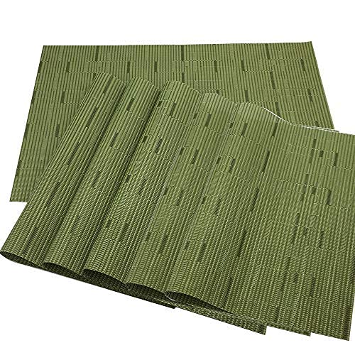 Red-A Placemats Set Of 6 For Dining Table Heat-Resistant Washable Place Mats Woven Vinyl Kitchen Table Mats Easy To Clean,Green #TOP5