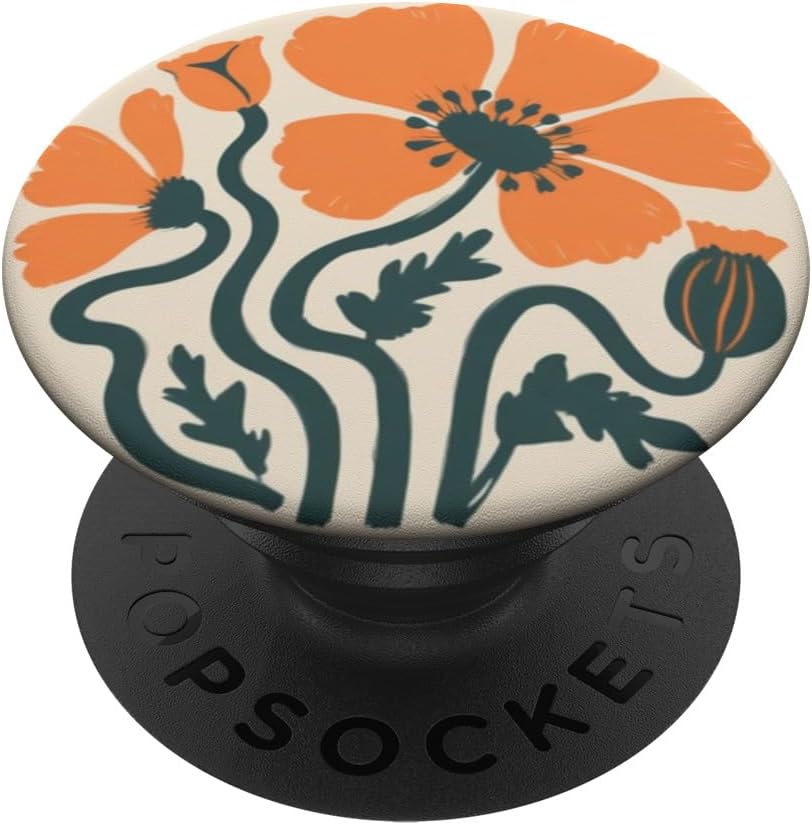 Orange Poppy Flowers and Orange Stems PopSockets PopGrip for MagSafe