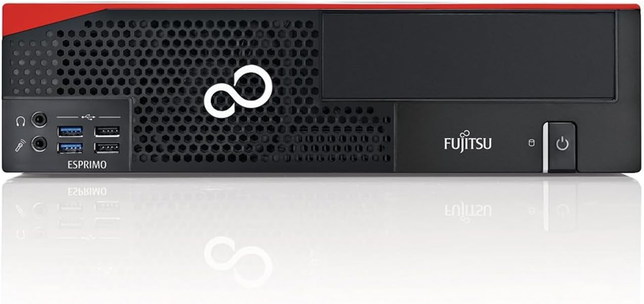 ഫ്രണ്ട് view of Fujitsu Esprimo D757 SFF PC showing front ports