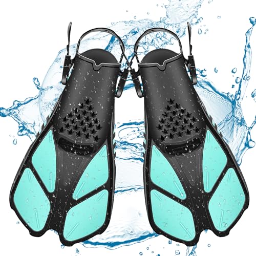 Pinne Corte ENEN Per Nuoto E Snorkeling – Regolabili Taglie 24-47, In TPR Morbido, Unisex Adulti E Bambini