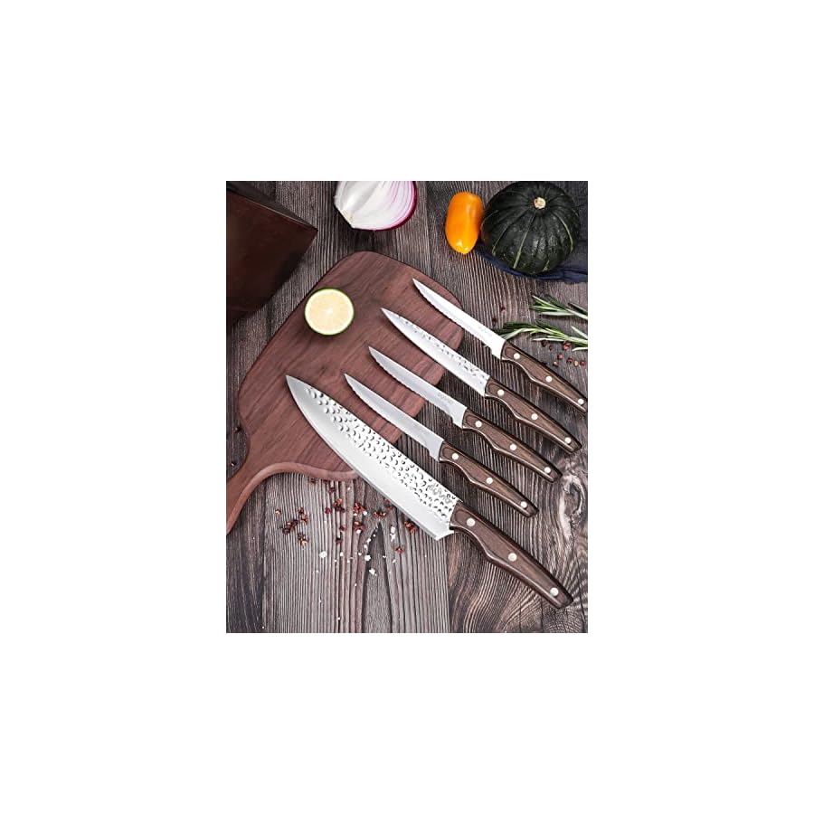 syvio-Kitchen-Knife-Sets-with-Block-and-Wood-Handle-14-Piece-with-Built-in-Sharpener-Kitchen-Knives-for-Chopping-Slicing-DicingCutting syvio Kitchen Knife Sets with Block and Wood Handle, 14 Piece with Built-in Sharpener, Kitchen Knives for Chopping, Slicing, Dicing&Cutting