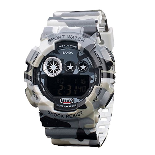 Tenflyer Alarma de la Fecha de los Hombres del Ejército Militar de Infantería LED Digital Impermeable de los Deportes de Goma del Reloj