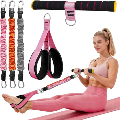 Image of Durable Comfortable Padded Handle Adjustable Pedal Resistance Band 20-40LBS for Full Body Workout